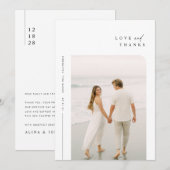 Moderne Eenvoudige Foto Trouwkaart Dank u een opme Bedankkaart (Voorkant / Achterkant)