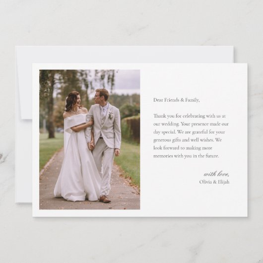 Moderne Eenvoudige Foto Trouwkaart Dank u een opme Bedankkaart (Achterkant)