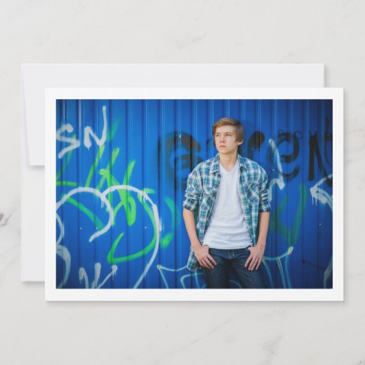 Moderne, eenvoudige foto van Afstuderen Afstuderen Aankondiging (Achterkant)