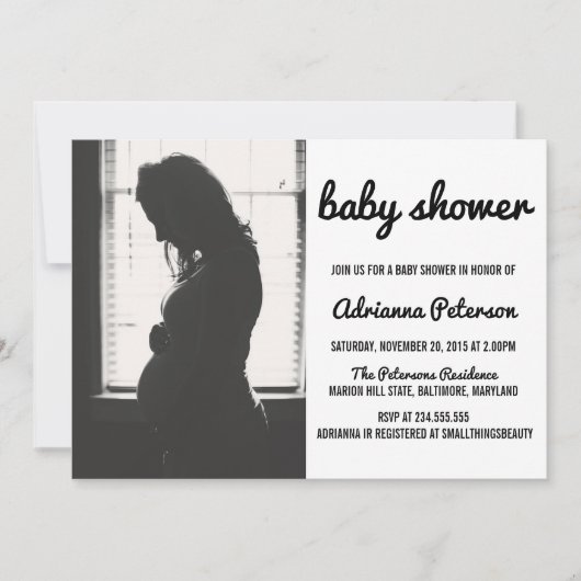Moderne eenvoudige foto van Baby shower Kaart (Voorkant)