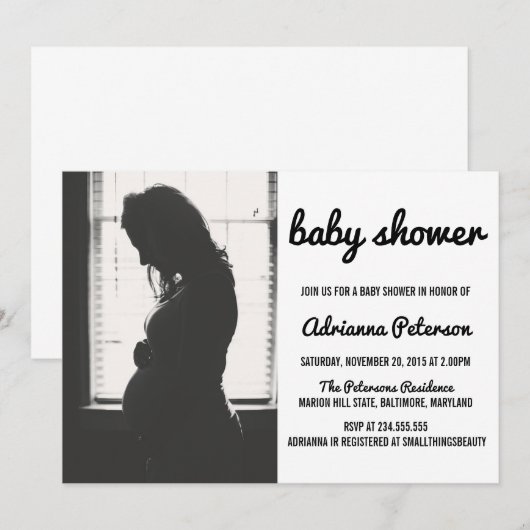 Moderne eenvoudige foto van Baby shower Kaart (Voorkant / Achterkant)