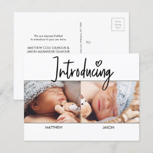 Moderne Eenvoudige foto van scripttweetjes Aankondigingskaart