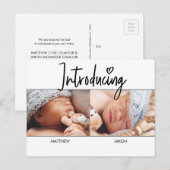 Moderne Eenvoudige foto van scripttweetjes Aankondigingskaart (Voorkant / Achterkant)