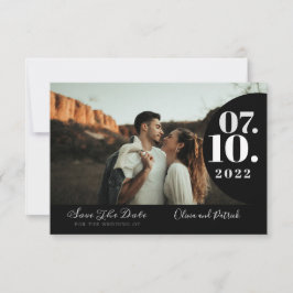 Moderne Eenvoudige Foto Zwarte en Witte Huwelijk Save The Date