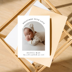 Moderne Eenvoudige Fotoboog Nieuwe Baby Dank u Briefkaart