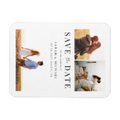 Moderne Eenvoudige Fotocollage Huwelijk Bewaar de Magneet (Horizontaal)