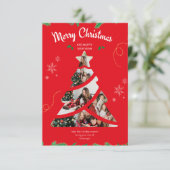 Moderne eenvoudige fotocollage kerstboom vakantie kaart (Staand voorkant)