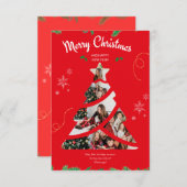 Moderne eenvoudige fotocollage kerstboom vakantie kaart (Voorkant / Achterkant)