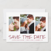 Moderne eenvoudige fotocollage slaat de datumkaart save the date (Voorkant)