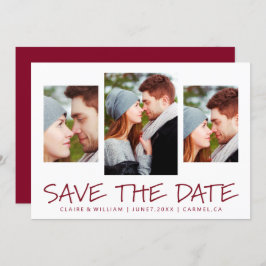 Moderne eenvoudige fotocollage slaat de datumkaart save the date