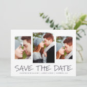 Moderne eenvoudige fotocollage slaat de datumkaart save the date (Staand voorkant)