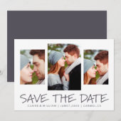 Moderne eenvoudige fotocollage slaat de datumkaart save the date (Voorkant / Achterkant)