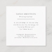 Moderne, eenvoudige fotofotograaf reinigen vierkante visitekaartje (Achterkant)