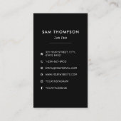 Moderne, eenvoudige fotografie, zwart visitekaartje (Achterkant)