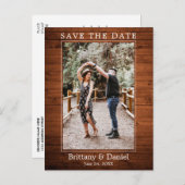 Moderne eenvoudige fotohout bespaart de datum briefkaart (Voorkant / Achterkant)