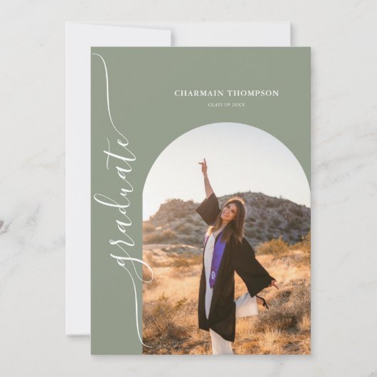 Moderne, eenvoudige foto's Groen Afstuderen Kaart (Voorkant)