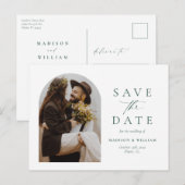 Moderne eenvoudige foto's slaan de datum op briefkaart (Voorkant / Achterkant)