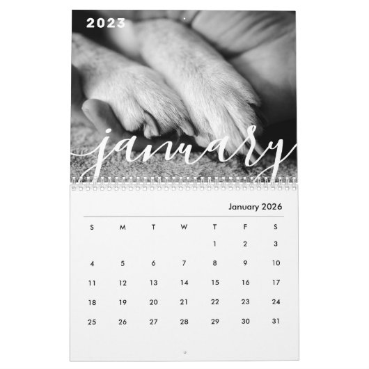Moderne eenvoudige foto's van afspeelbare Script-s Kalender (Jan 2026)