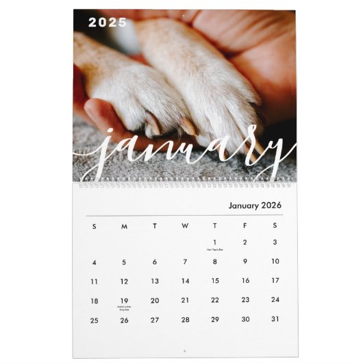 Moderne eenvoudige foto's van afspeelbare Script-s Kalender (Jan 2026)