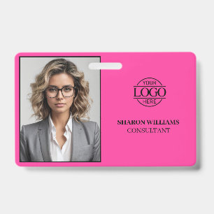 Moderne Eenvoudige Gebogen Roze Bedrijfsmedewerker Badge