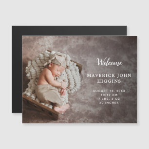 Moderne Eenvoudige Geboorteaankondiging Baby Foto Magnetische Uitnodiging