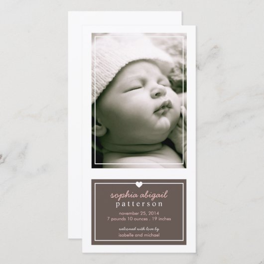 Moderne Eenvoudige Geboorteaankondiging Baby Meisj Aankondiging (Voorkant / Achterkant)