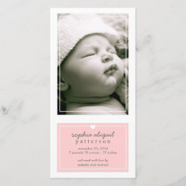 Moderne Eenvoudige Geboorteaankondiging Roze Baby Aankondiging