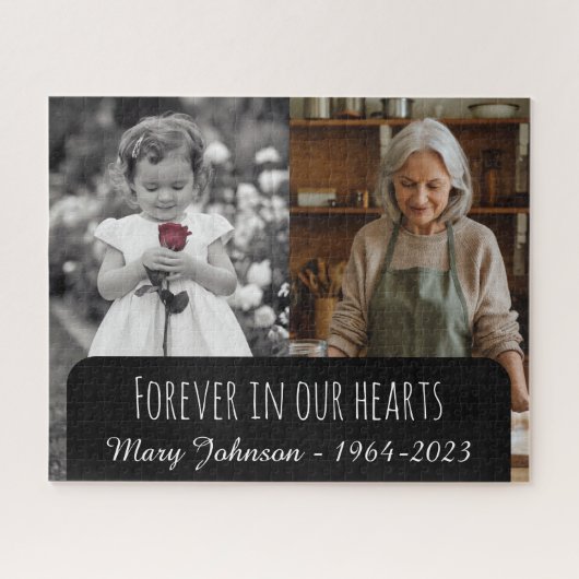 Moderne Eenvoudige Gedenkfoto Jigsaw Puzzel (Horizontaal)