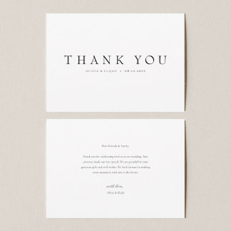 Moderne Eenvoudige Geen Foto Huwelijk Een Opmerkin Bedankkaart