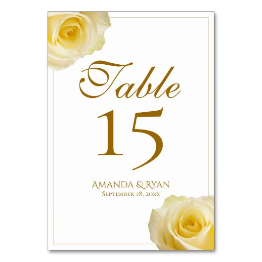 Moderne Eenvoudige Gele Rozen Bloemen Bruiloft Kaart (Achterkant)