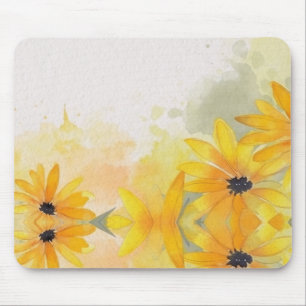 Moderne Eenvoudige Gele Watercolor Bloemen Muismat