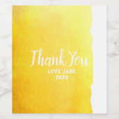 Moderne, eenvoudige gele waterverf bedankt je cade wijn etiket (Enkel label)