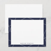Moderne Eenvoudige Geometrische Marine Blauwe Gren Notitiekaartje (Voorkant / Achterkant)