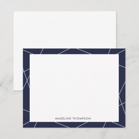 Moderne Eenvoudige Geometrische Marine Blauwe Gren Notitiekaartje (Voorkant / Achterkant)