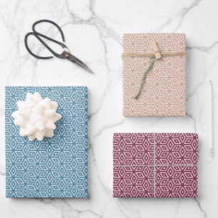 Moderne eenvoudige geometrische sterren Rood Blauw Inpakpapier Vel