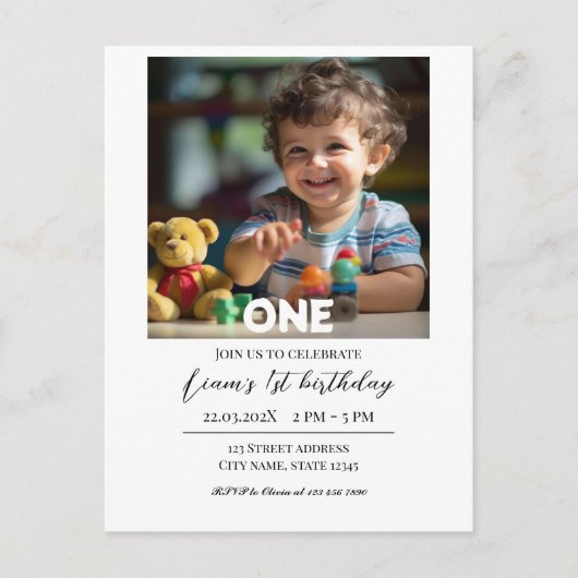 Moderne Eenvoudige Gepersonaliseerde Foto Verjaard Briefkaart (Voorkant)