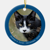 Moderne Eenvoudige Gepersonaliseerde Pet Cat Foto  Keramisch Ornament (Voorkant)