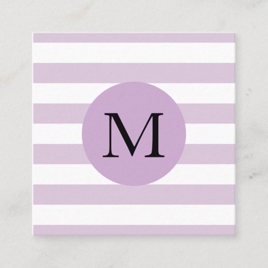 Moderne eenvoudige gestripte monogram vierkante visitekaartje (Voorkant)