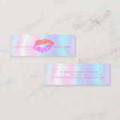 Moderne eenvoudige glitter lips, artiest holografe mini visitekaartje (Voorkant / Achterkant)