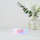 Moderne eenvoudige glitter lips, artiest holografe mini visitekaartje (Staand voorkant)