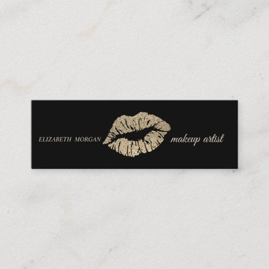 Moderne eenvoudige glitter lips, makende artiest mini visitekaartje (Voorkant)