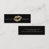 Moderne eenvoudige glitter lips, makende artiest mini visitekaartje (Voorkant / Achterkant)
