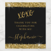 Moderne, eenvoudige Gold Black XOXO Hartelijk dank Wijn Etiket (Enkel label)