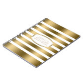 Moderne Eenvoudige Gold- en White Stripes-patroon Notitieboek (Linkerzijde)