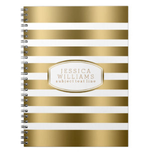 Moderne Eenvoudige Gold- en White Stripes-patroon Notitieboek