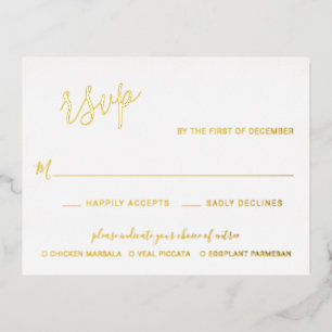 Moderne Eenvoudige Gold Foil legant Wedding RSVP-k Folie Uitnodiging Briefkaart