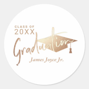 Moderne Eenvoudige Gold Graduation Party Favors Ronde Sticker