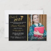 Moderne, eenvoudige Gold Script-Afstuderen met fot Kaart (Voorkant)