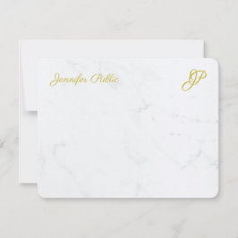 Moderne, eenvoudige Gold Script-gepersonaliseerde  Notitiekaartje