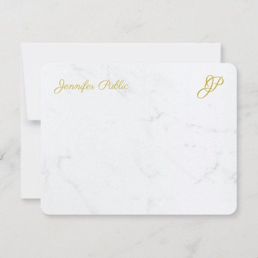 Moderne, eenvoudige Gold Script-gepersonaliseerde Notitiekaartje (Voorkant)